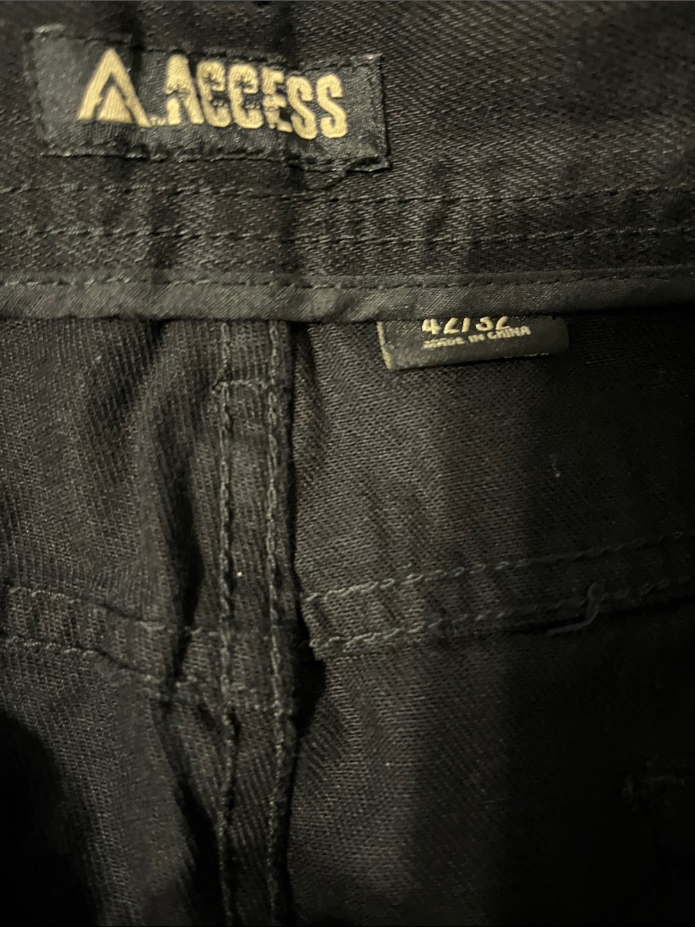 Men's Black Pants with Red Underlay and Distressed Accents - Picture 2 of 4